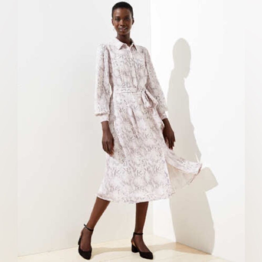 Loft snake print shirt dress